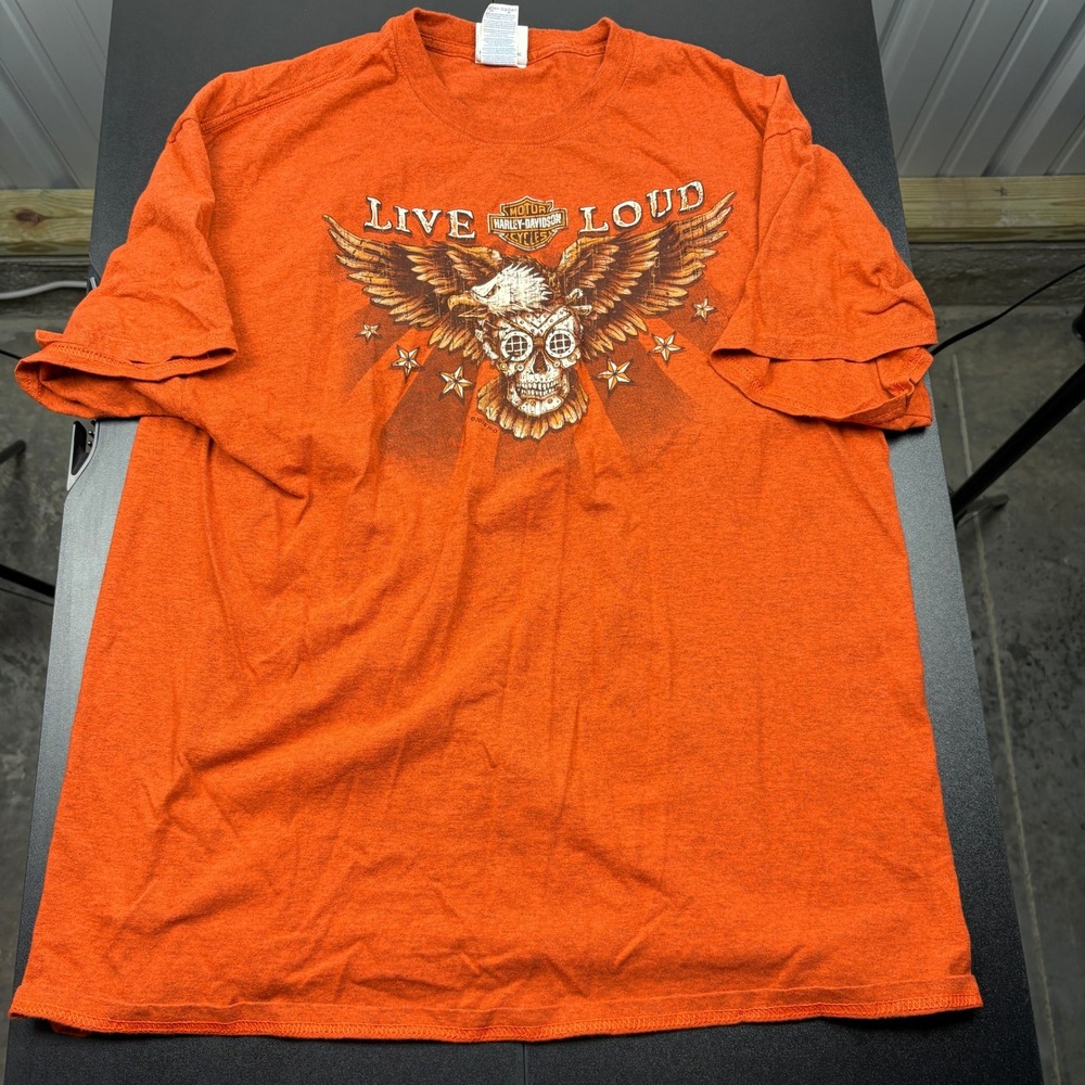 Harley Davidson Live Loud Skull‎ Graphic T-Shirt Barnett El Paso Texas XL